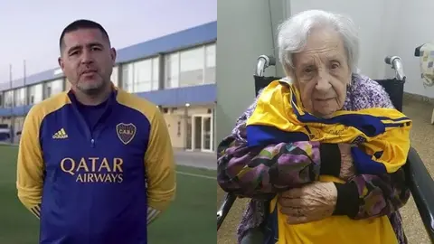Boca Juniors: Riquelme regaló camiseta autografiada a aficionada de 104 años