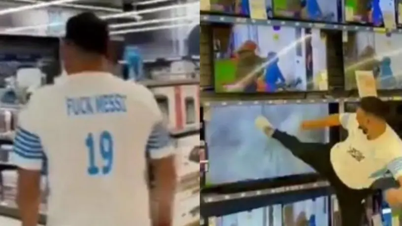 Video: Aficionado del Marsella rompe pantallas en tienda tras fichaje de Messi por el PSG