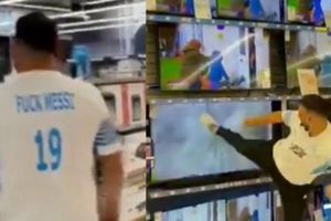 Video: Aficionado del Marsella rompe pantallas en tienda tras fichaje de Messi por el PSG