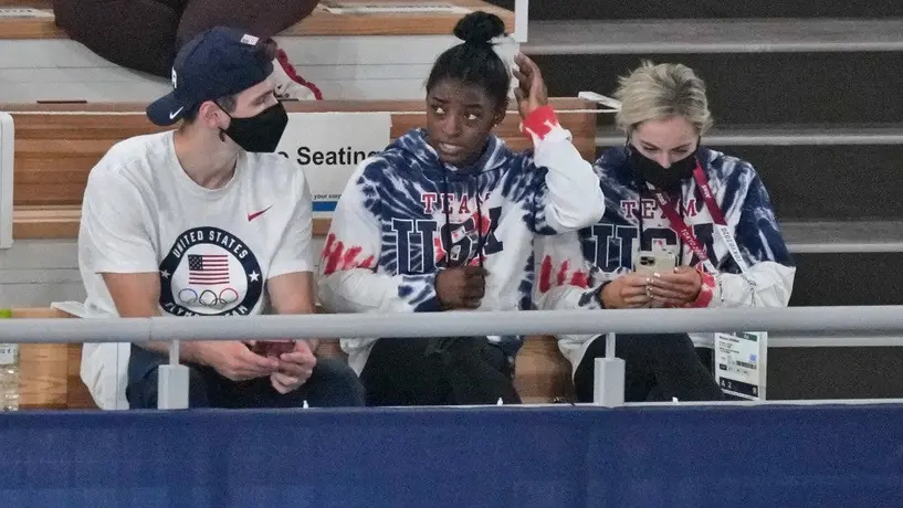 Tokio 2020: Simone Biles reapareció en el Ariake para ver la Final masculina de Gimnasia