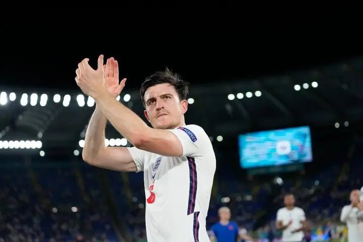 Harry Maguire en festejo con Inglaterra l AP