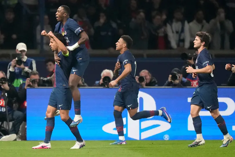 Marquinhos celebrando su gol ante el Monaco l AP