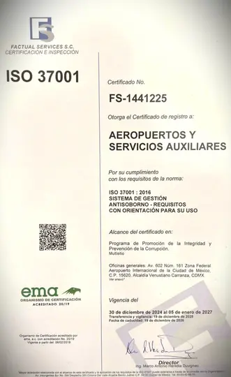 La institución compartió los certificados ISO que obtuvo en recientes fechas/ASA
