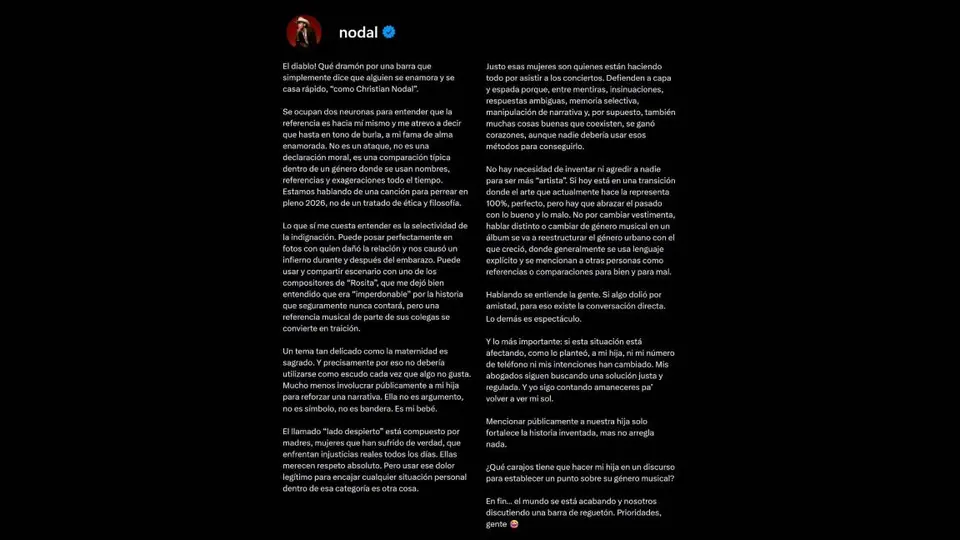 Nodal le mandó un mensaje a su expareja mediante redes sociales/IG: @nodal