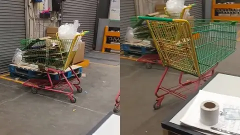 En el video los carritos de supermercado se mueven sin razón alguna/TikTok: @arteck_18