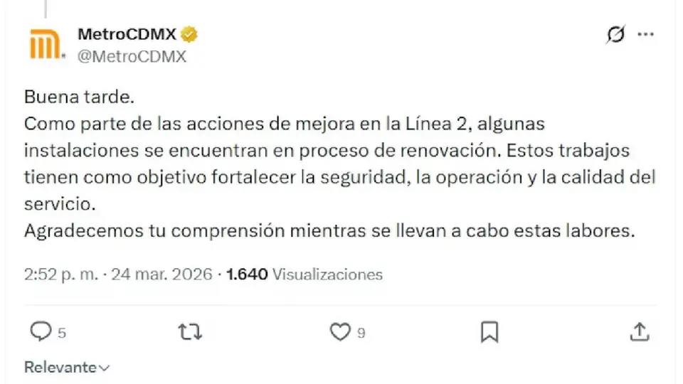 El STC asegura que los cambios son temporales por trabajos de modernización./ X:Metro CDMX
