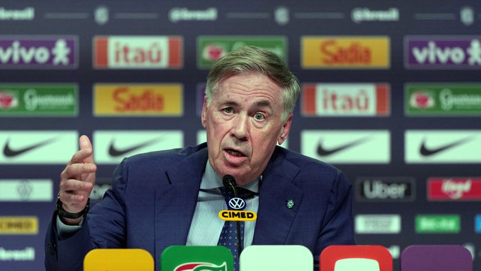 Carlo Ancelotti en conferencia de prensa con la Selección de Brasil | AP