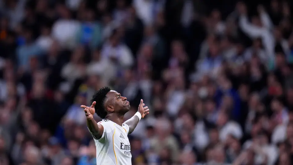 Vinicius en celebración con Real Madrid en LaLiga | AP