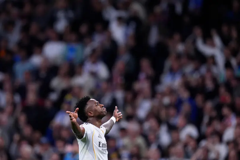 Vinicius en celebración con Real Madrid en LaLiga | AP
