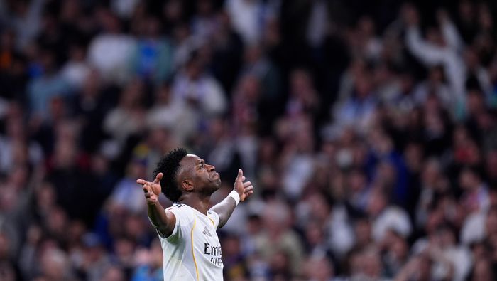 Vinicius en celebración con Real Madrid en LaLiga | AP