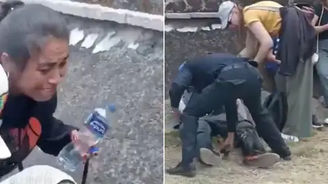 Imágenes del caos posterior al ataque en la zona arqueológica de Teotihuacán. / RS
