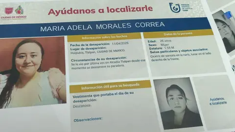 La joven fue reportada como desaparecida el 13 de abril de 2026. /  RS