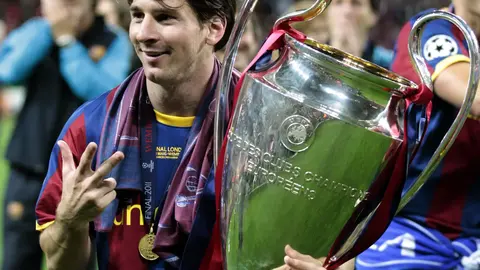 Lionel Messi con Barcelona tras ganar la Champions League en 2011 | AP
