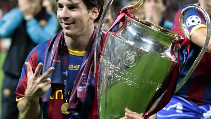 Lionel Messi con Barcelona tras ganar la Champions League en 2011 | AP