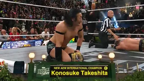 Konosuke Takeshita destronando a Okada en Double or Nothing | AEW