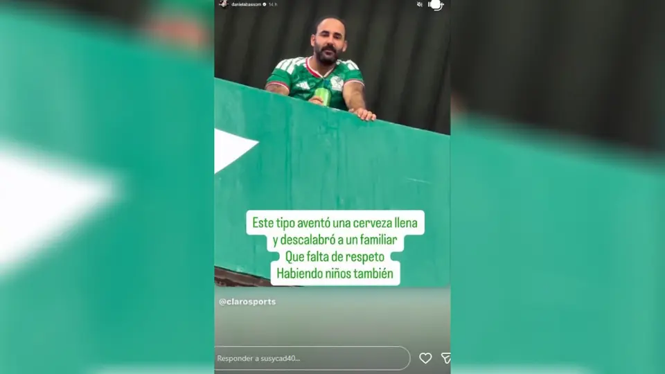 Daniel Basso asegura que esta persona arrojó un vaso con cerveza | INSTAGRAM @danielabassom