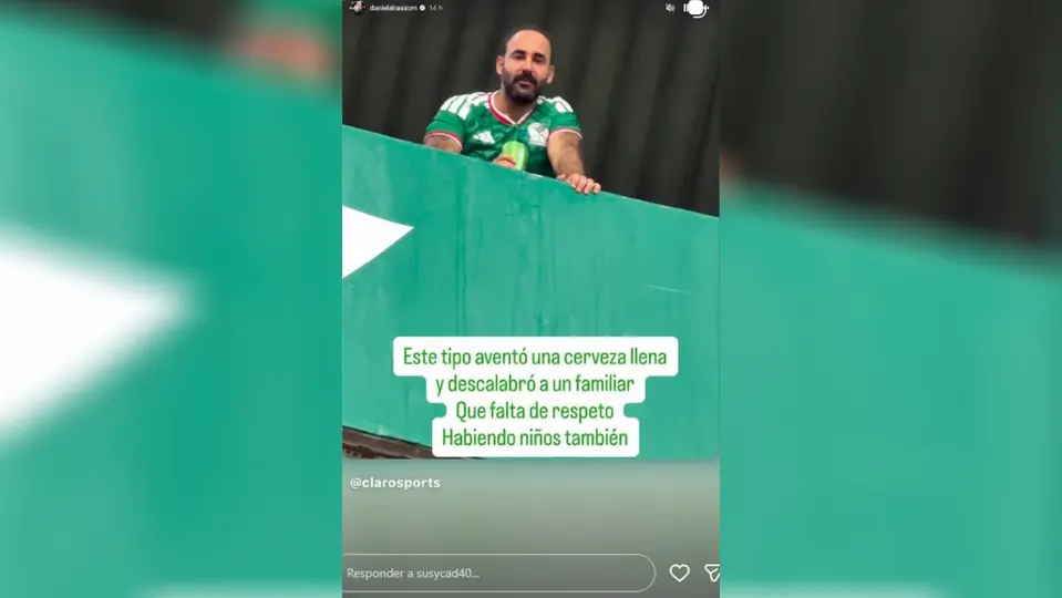 Daniel Basso asegura que esta persona arrojó un vaso con cerveza | INSTAGRAM @danielabassom