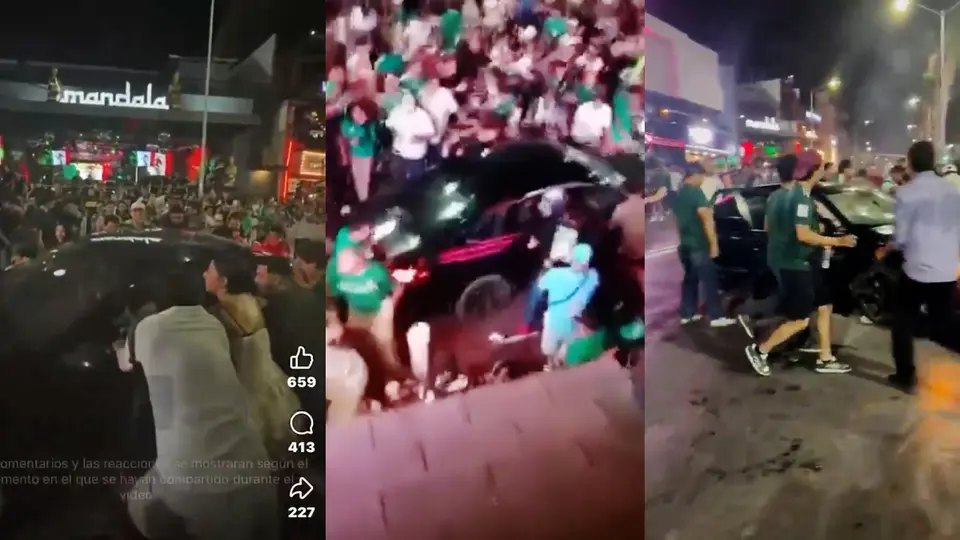 VIDEOS: Conductor arrolla a aficionados de México tras quedar rodeado por la multitud