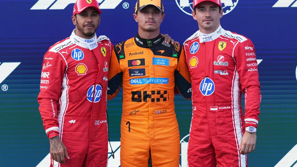 Hamilton, Norris y Leclerc | AP