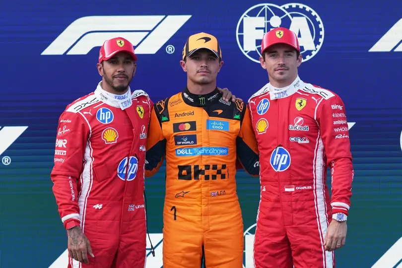Hamilton, Norris y Leclerc | AP