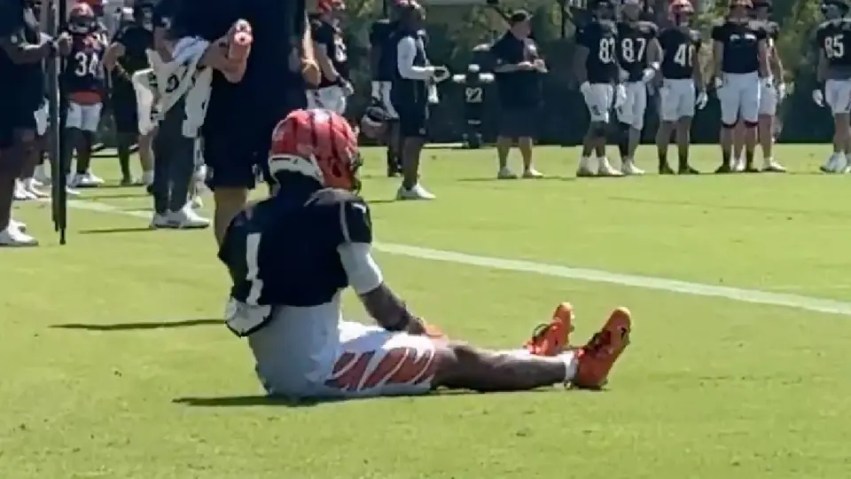 Ja'Marr Chase tras salir lesionado en un entrenamiento de los Bengals | CAPTURA