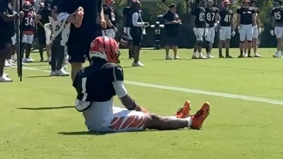 Ja'Marr Chase tras salir lesionado en un entrenamiento de los Bengals | CAPTURA