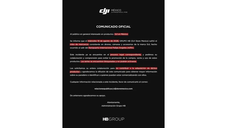 DJI alertó sobre el robo de un cargamento de productos y señaló que los números de serie de los equipos involucrados fueron bloqueados / Especial