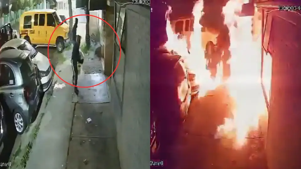 VIDEO: Hombres encapuchados rocían combustible e incendian auto y vivienda en CDMX