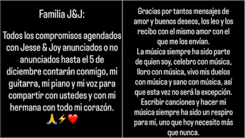 Jesse & Joy continúan con sus compromisos programados para 2026 antes de la pausa anunciada por Jesse Huerta / Especial