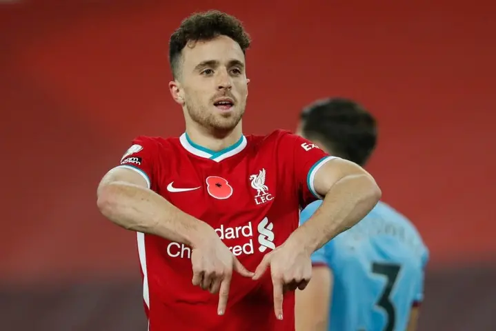 Diogo Jota luego de darle el triunfo al Liverpool