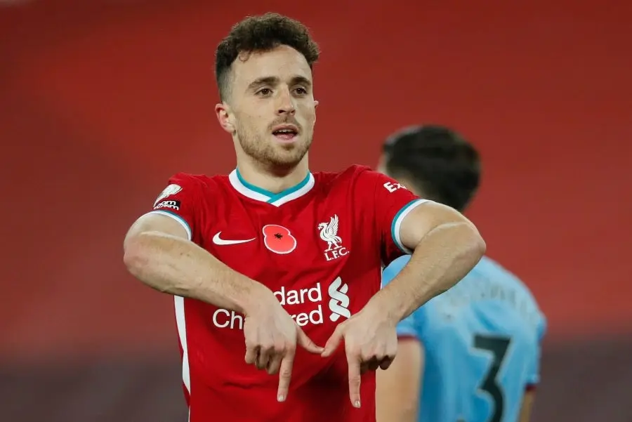 Diogo Jota luego de darle el triunfo al Liverpool