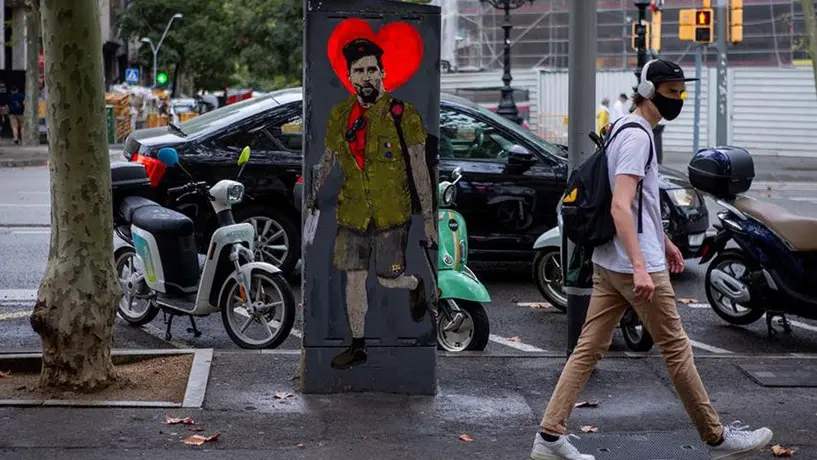 Messi: Arista callejero, TVBoy, honró a Leo con grafiti vestido de 'Che Guevara'