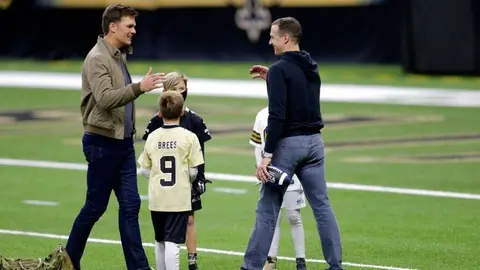 Tom Brady y Drew Brees convivieron con sus hijos al final del partido