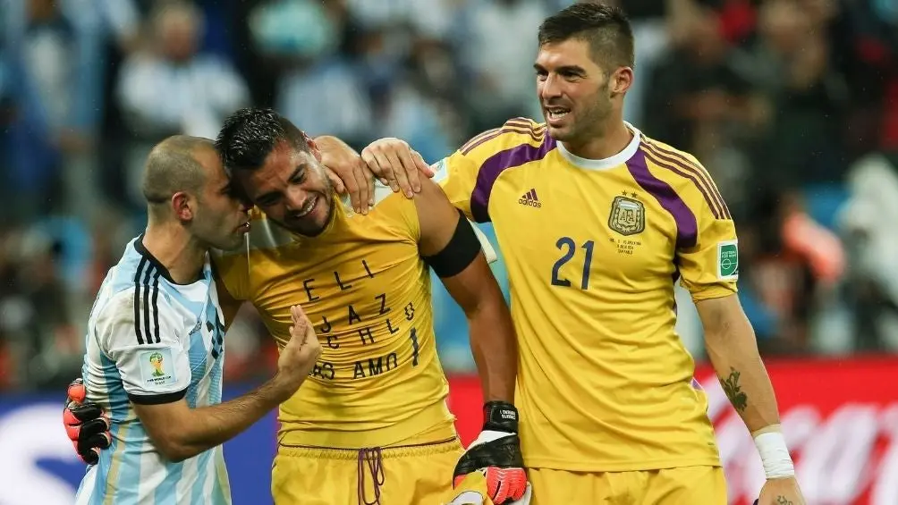 Mariano Andujar con Sergio Romero y Mascherano en Brasil 2014 l RRSS