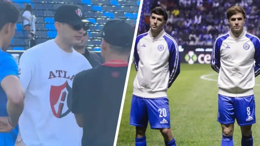 Peso Pluma en el duelo amistoso entre Atlas y Cruz Azul | Captura, MexSport