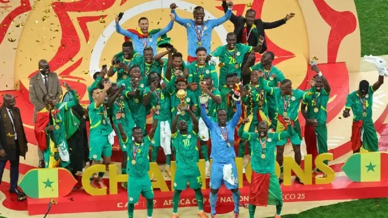 Senegal festejando título de la CAF I AP