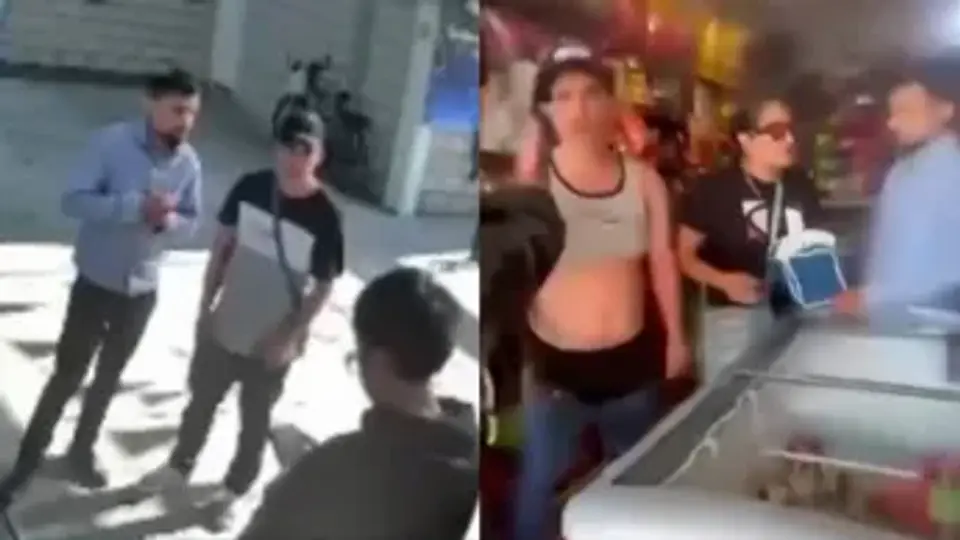 Cámaras de seguridad captaron el momento en que los sujetos señalados por extorsión ingresaron a un autolavado y amedrentaron a la propietaria./ rs