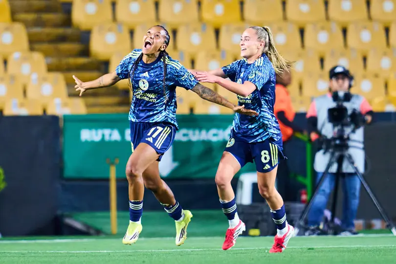 Geyse Da Silva de América Femenil  celebrando su gol contra Tigres en la Liga MX Femenil I MEXSPORT
