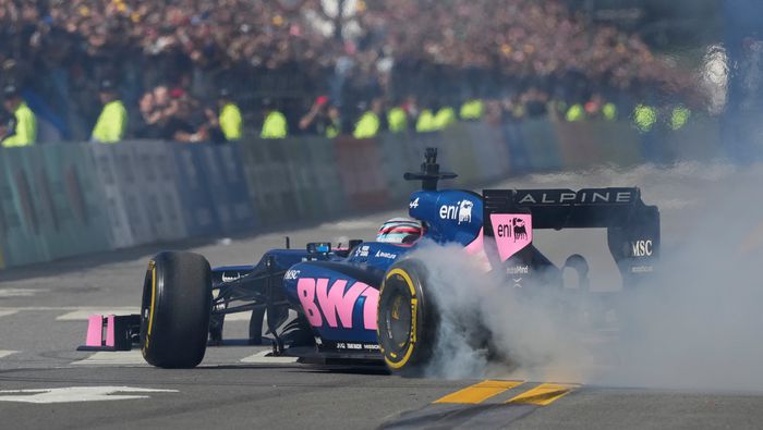 Franco Colapinto durante la exhibición de Fórmula 1 en Alpine | AP