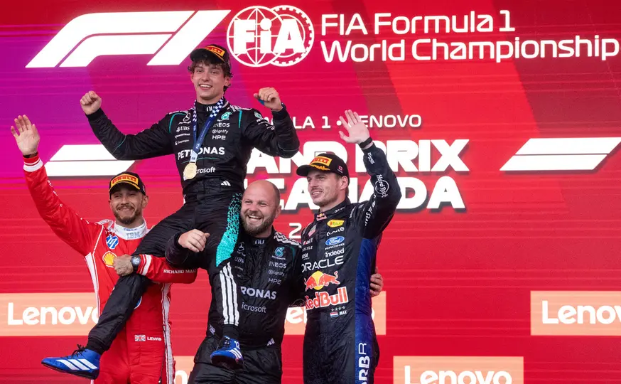 Andrea Kimi Antonelli en celebración en el Gran Premio de Canadá | AP