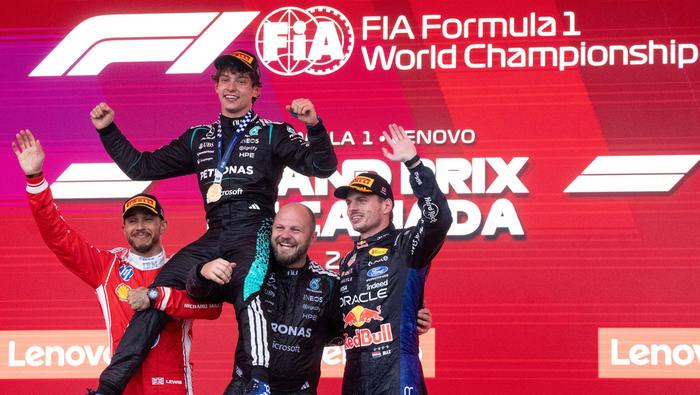 Andrea Kimi Antonelli en celebración en el Gran Premio de Canadá | AP