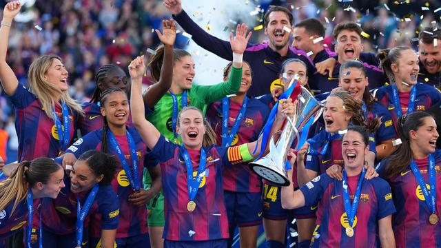 Alexia Putellas celebra con Barcelona la obtención de la Champions League 2025-26 | AP