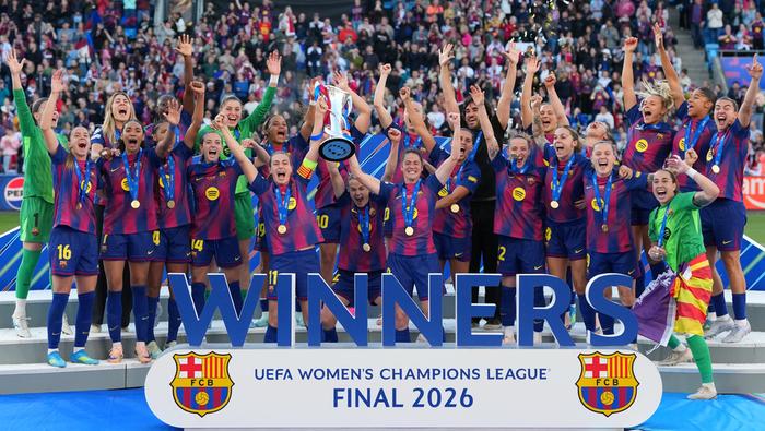 Alexia Putellas celebra con Barcelona la obtención de la Champions League 2025-26 | AP