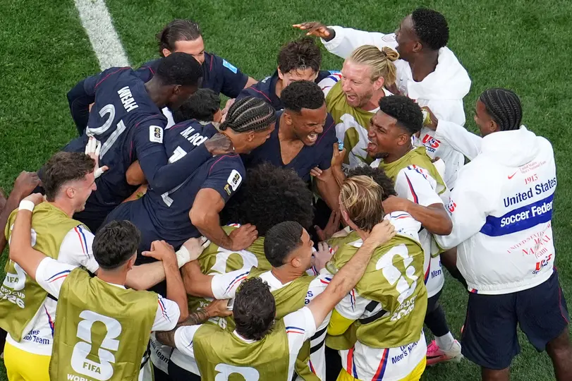 Jugadores de Estados Unidos celebrando un gol ante Turquía | AP