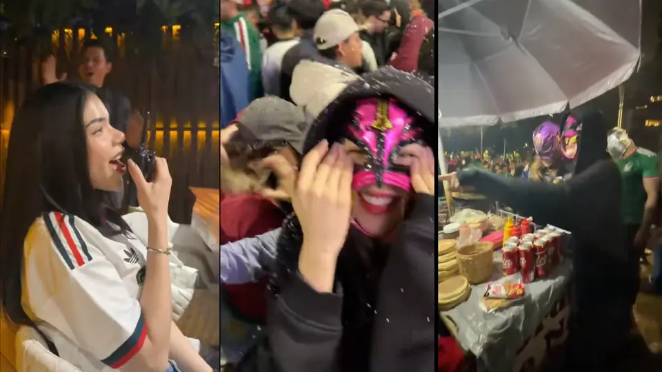 VIDEO: Kenia Os se camufla entre miles de aficionados y celebra el triunfo de México en Reforma
