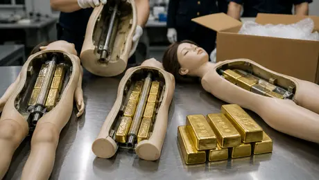 ¡De película! Ocultan oro millonario en muñecas de tamaño real