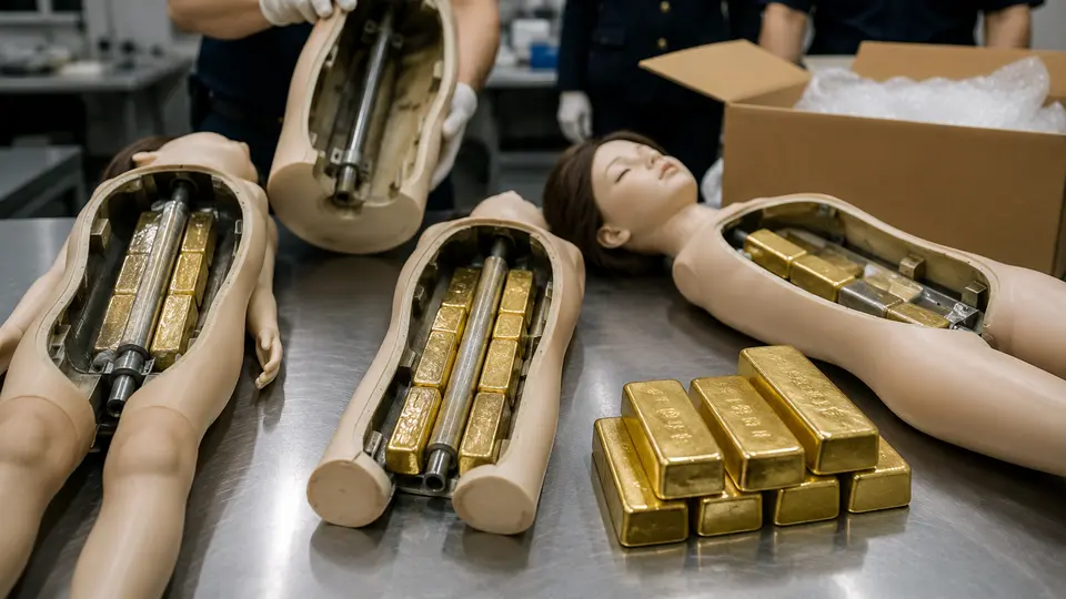 ¡De película! Ocultan oro millonario en muñecas de tamaño real