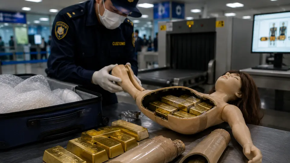 La policía de Tokio investiga una presunta red de contrabando que ocultaba barras de oro dentro de muñecas de tamaño real para ingresarlas a Japón./ IA