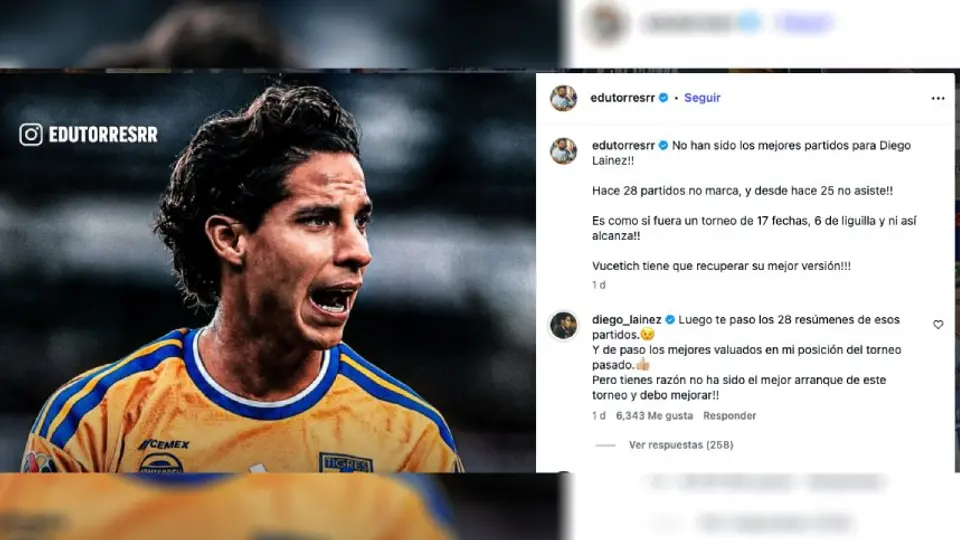 Así fue la respuesta de Diego Lainez a Edu Torres | CAPTURA DE PANTALLA