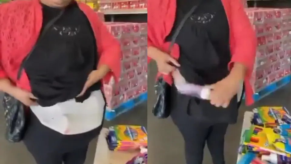 Mujer “embarazada” llevaba útiles escolares en la panza: Así la descubrieron robando en una tienda